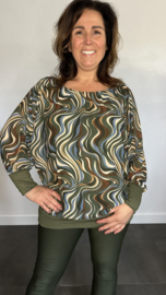 Blouse met boord ocean waves army