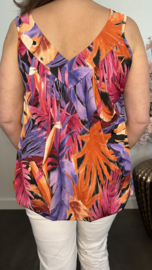 Ballon top met V-hals Autumn palm fuchsia
