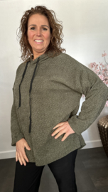 Velvet trui zilver glitter met capuchon Army