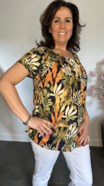 Shirt met koord travel Panter leaves marine