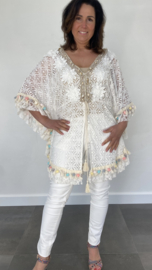 Ibiza tuniek kant met v-hals ecru