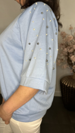 Sweatshirt parels IJsblauw