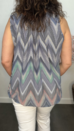 Ballon top Zigzag micro Blauw