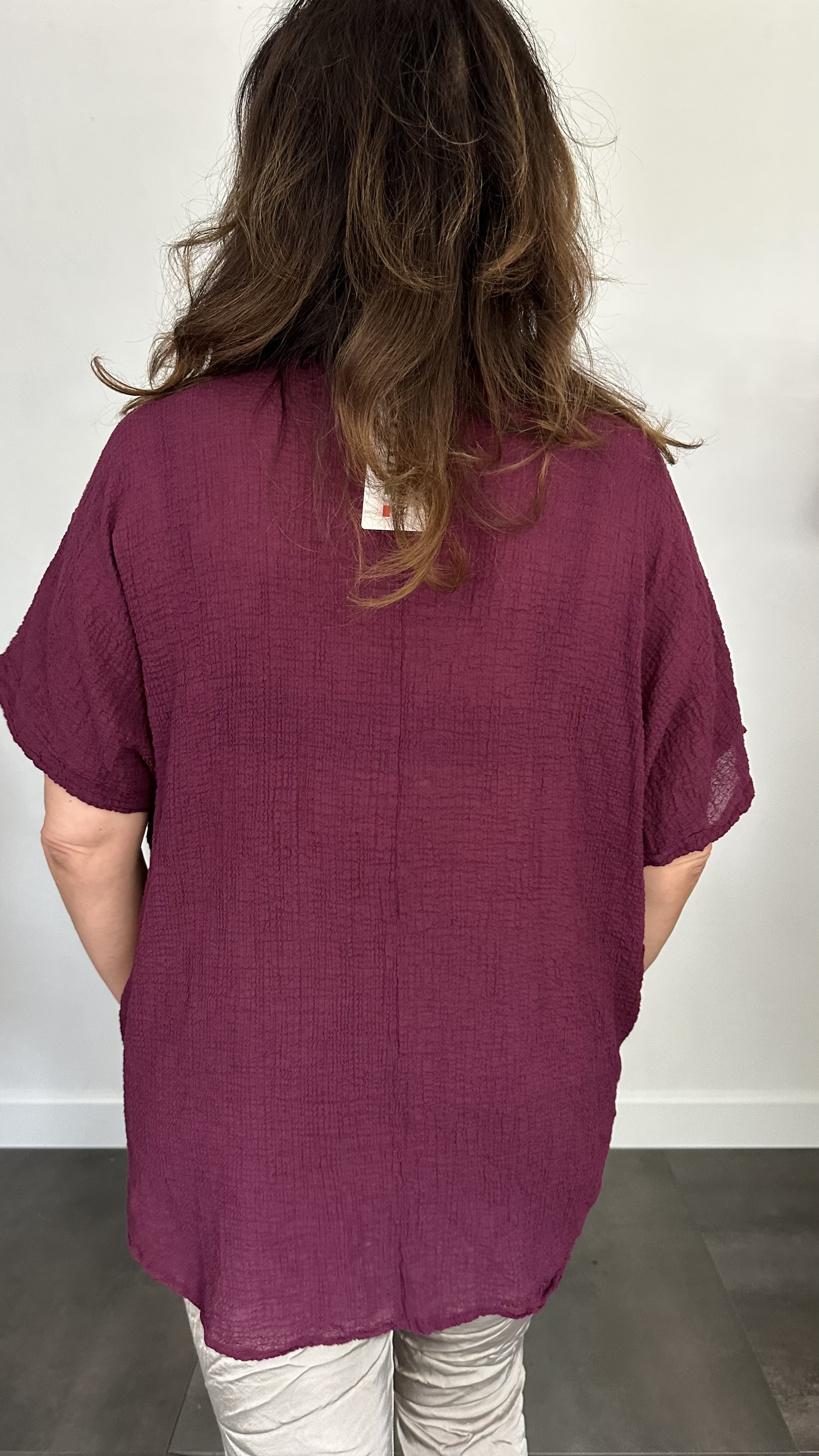 Shirt Lucy met ketting +Size aubergine