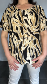 Ballon shirt met elastiek Wild Tiger camel/ zwart
