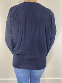Overslag top met brede elastische boord blauw