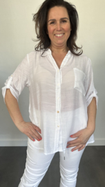 Blouse Alicia met pailletten en kant wit