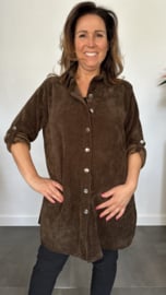 Baby rib blouse donker bruin
