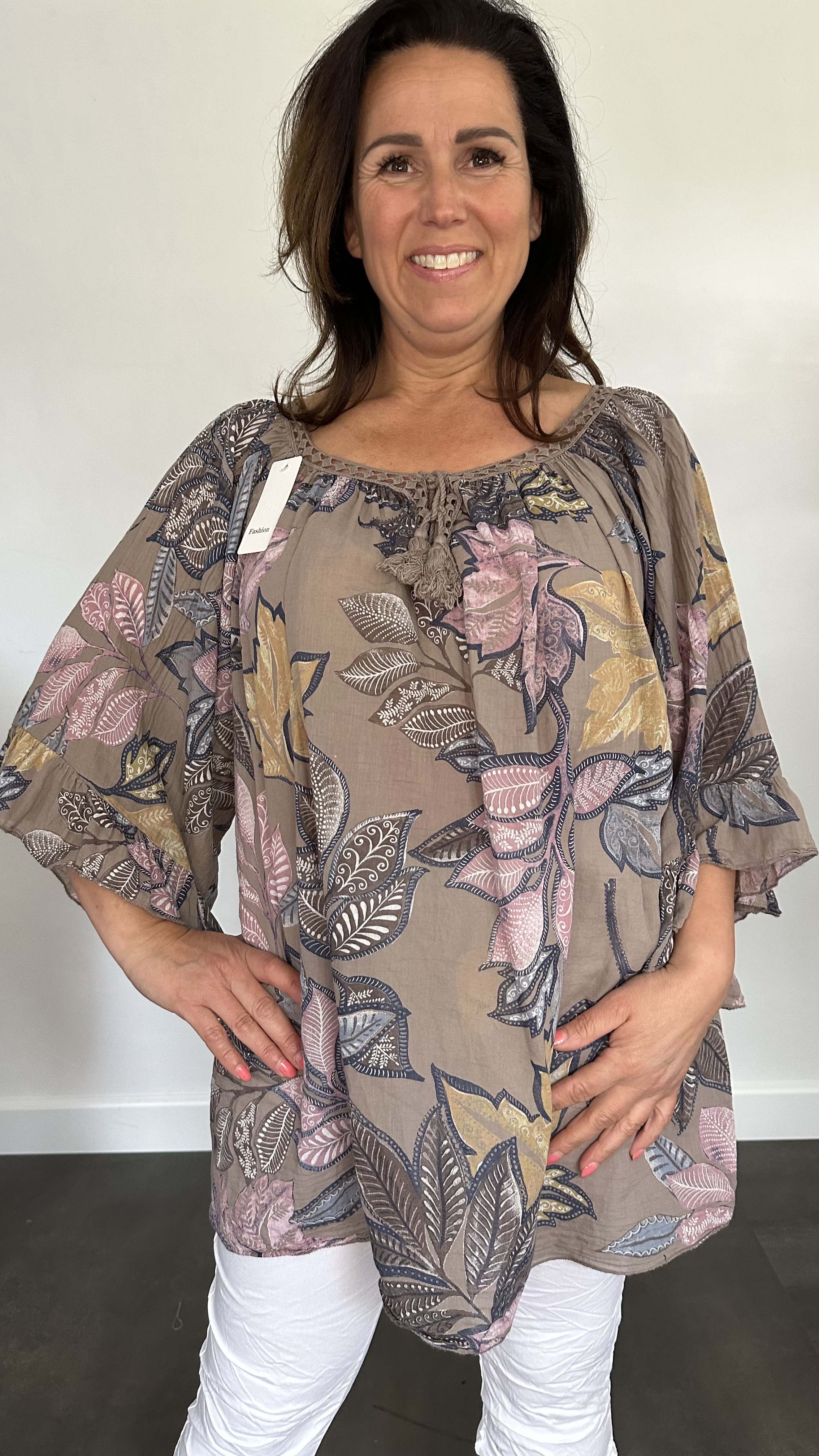 Blouse Veronica +SIZE taupe