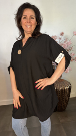 Blouse Linda linnenlook Zwart