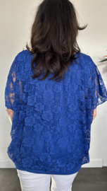 Blouse met boord KANT kobalt
