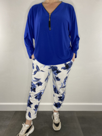 Joggingbroek ecru /blauwe tulp