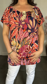 Shirt met koord travel New Leaves fuchsia