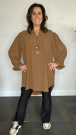 Tuniek Maya lange mouw +SIZE cognac