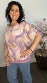 Blouse met boord Marble lila