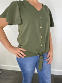 Blouse met knoop Silke army SALE