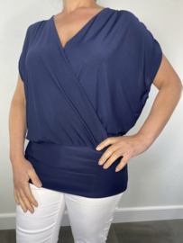 Overslag top met elastische boord korte mouw marine