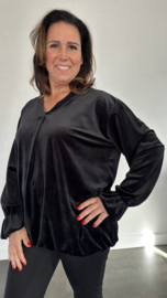 Velvet top Bianca +SIZE zwart