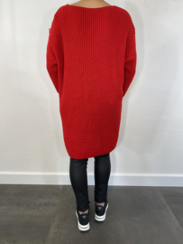 Grof gebreide oversized trui rood