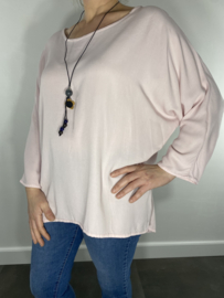 Blouse fonda met ketting zacht roze