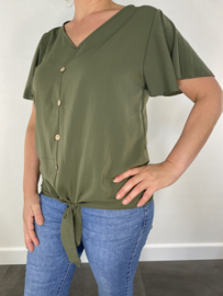 Blouse met knoop Silke army SALE