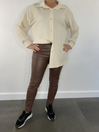 Crinkle blouse met knopen ecru
