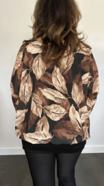 Blouse met boord autumn leaves zwart