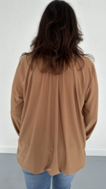 Ballon shirt travel met elastiek camel