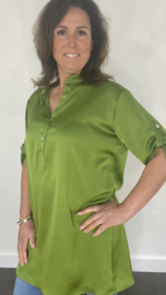 Lange blouse satijn look olijf groen