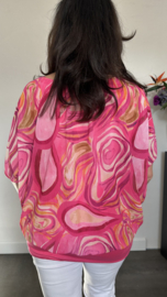 Blouse met boord Avalon fuchsia