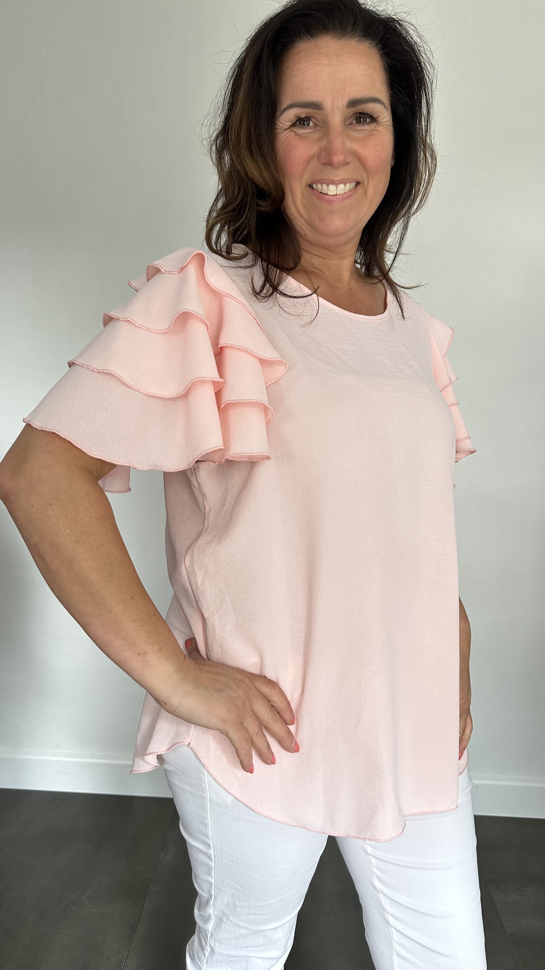 Top wendy met volant roze
