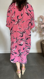 Linnenlook jurk Jade Fuchsia