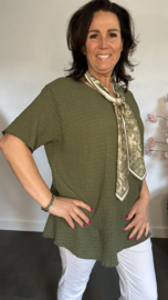 Crinkle shirt met sjaaltje Army