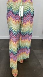 Plisse broek met wijde pijp ZIGZAG groen SALE