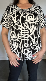 Ballon shirt met elastiek Magic zwart/wit