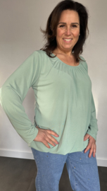 Ballon shirt travel met elastiek licht groen