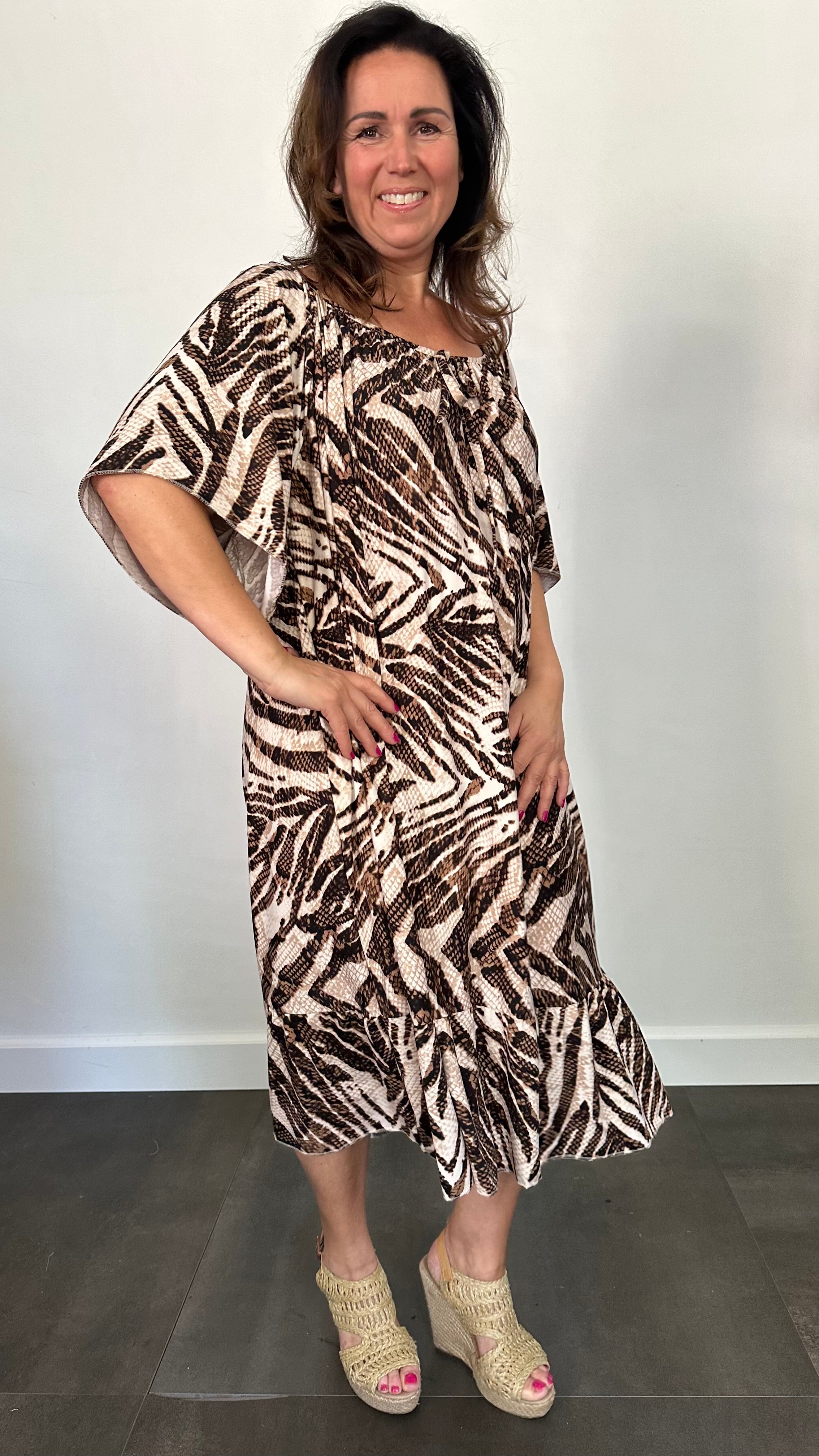 Jurk Aletta soft tijger snake +SIZE