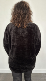 Fluffy trui met ketting zwart SALE