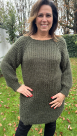 Lange grof gebreide trui Donna army