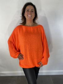 Oversized gebreide zachte trui Lia oranje neon