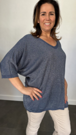 Trui silver sparkle jeans blauw +Size