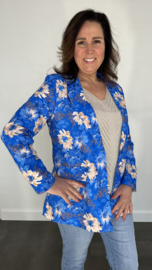 Blazer gebloemd kobalt