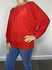 Shirt met elastische boord en vleermuis mouw travel rood