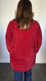 Baby rib sweater met ketting wijnrood