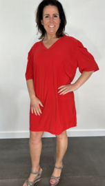 Tuniek / jurk Gina travel met pofmouw rood