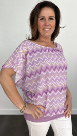 Blouse met boord zig zag lila