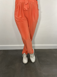 Bandplooi broek met strik koraal SALE
