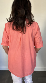 Geborduurde  blouse Belle koraal