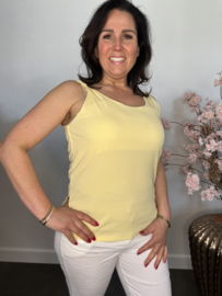 Hemd met brede schouderband ribbel Geel