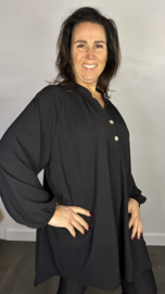 Tuniek met knoopjes crepe +SIZE zwart
